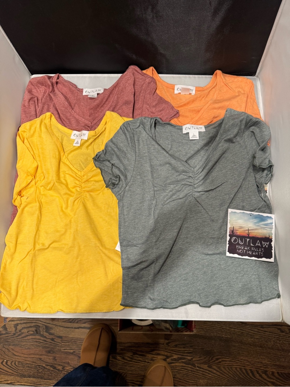 Women's Crop V-Neck Ruched Short Sleeve Top 4 pc bundle